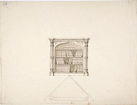 Design for a Gothic Style Corner Book Cabinet: Elevation and Plan, Anonymous, British, 19th century