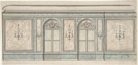 Elevation of a Wall with Two Windows and Five Wall Lights, Anonymous, British, 19th century