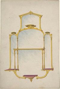 Design for a Hanging Mirror with Shelves, Anonymous, British, 19th century