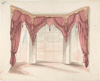 Design for Red Curtains with Red Fringes and a Gold Pediment, Anonymous, British, 19th century