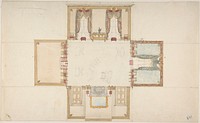 Plan and Elevations of a Room, Anonymous, British, 19th century