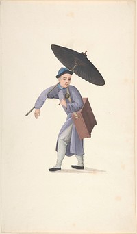 Chinese Man with Parasol, Rattle and Box