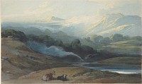 Cattle Resting in a Mountainous Landscape, Bengal by George Chinnery