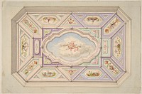 Design for a ceiling with a putto by Jules Edmond Charles Lachaise and Eugène Pierre Gourdet