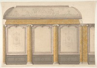 Design for wall panels with putti and flowered garlands by Jules Edmond Charles Lachaise and Eugène Pierre Gourdet