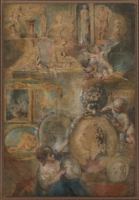 Allegory of Louis XV as Patron of the Arts with Paintings and Sculpture from the Salon of 1769 