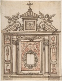 Design for a Tomb, with Ducal Crown at the Center, Anonymous, Italian, Bolognese 18th century artist