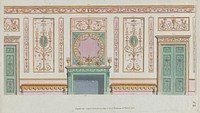 Interior Ornamented Wall with Doors and Fireplace, nos. 344–350 ("Designs for Various Ornaments," pl. 52)