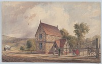 Tudor Style Rural Train Station and Railroad Crossing by John Connell Ogle