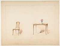 Designs for an Art Nouveau Table and Chair, Anonymous, French, 19th century