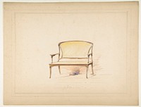 Design for Art Nouveau Loveseat with Caning, Anonymous, French, 19th century