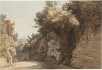 A View Near the Arco Scuro, Looking Towards the Villa Medici, Rome by Francis Towne