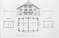 Switz[erland] Cottage (elevation and three plans), and Factory Lodge (elevation and three plans) for Montgomery Place, Annandale-on-Hudson, New York by Alexander Jackson Davis