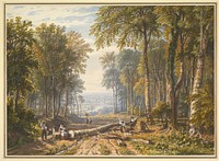 Woodcutters at Park Place, Henley, the River Thames Beyond by William Havell (British, Reading 1782–1857 London)