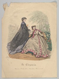 Two Women Outdoors, No. 720, from La Elegancia (Barcelona) by H&eacute;l&ouml;ise Leloir