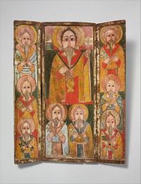 Icon Triptych: Ewostatewos and Eight of His Disciples, Amhara peoples