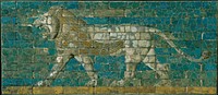 Panel with striding lion