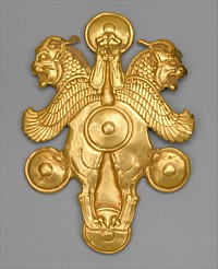 Plaque with horned lion-griffins