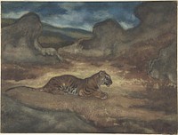 Tiger in Landscape by Antoine-Louis Barye