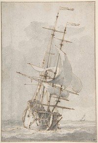 A Ship at Sea by Ludolf Backhuysen