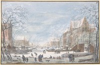 Snow Falling on a Dutch Town by Abraham Rademaker