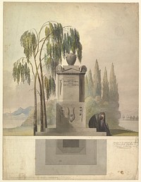 Design for a Tomb, Rothgeisser in Nuremberg (Elevation and Ground Plan) by Johann Georg D&uuml;rschner