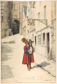 Wandering Minstrel; Old Nuremberg by Alexandre-Louis Leloir