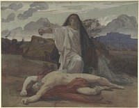 Antigone Gives Token Burial to the Body of Her Brother Polynices by Jules-Eugène Lenepveu