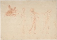 Three Nude Male Figures; Study of the Right Hand of the Figure on the Left