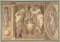 Design for a Frieze with Two Women Flanking an Urn