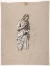 Study for Clovis (middle register; study for wall paintings in the Chapel of Saint Remi, Sainte-Clotilde, Paris, 1858); verso:  Head of a Soldier (unrelated to Sainte-Clotilde decorations)