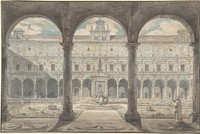 Cloister of the Certosa di San Martino, Naples by Louis Jean Desprez