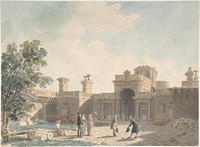 The Entrance Portico of the Château d'Anet, seen from the interior of the courtyard by Jean Lubin Vauzelle