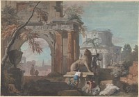 Capriccio with Roman Ruins by Marco Ricci