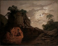 Virgil's Tomb by Moonlight, with Silius Italicus Declaiming, Joseph Wright (Wright of Derby)