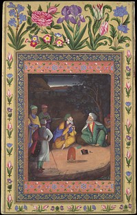 "A Night-time Gathering", Folio from the Davis Album, painting by Muhammad Zaman (Iranian, active 1649–1700)