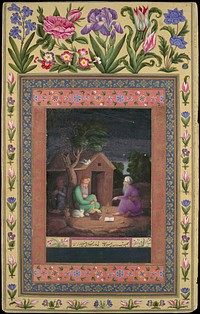 Two Old Men in Discussion Outside a Hut", Folio from the Davis Album