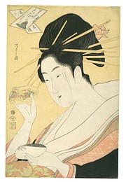 Matching Shells (Kai-awase), &ldquo;Kisen Hōshi,&rdquo; from the series Modern Parodies of the Six Poetic Immortals (Yatsushi rokkasen: Kisen Hōshi) by Chōbunsai Eishi