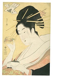 Matching Shells (Kai-awase), “Kisen Hōshi,” from the series Modern Parodies of the Six Poetic Immortals (Yatsushi rokkasen: Kisen Hōshi) by Chōbunsai Eishi