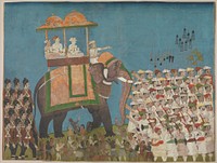 Three Noblemen in Procession on an Elephant by Venkatchellum