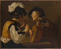 Two Musicians by Dutch (Utrecht Caravaggist) Painter, 17th century