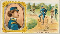 Bicycling, from the Games and Sports series (N165) for Old Judge Cigarettes