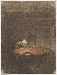 Figure Reading at a Table in an Interior at Night by Vilhelm Hammershøi 