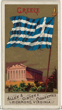 Greece, from Flags of All Nations, Series 1 (N9) for Allen & Ginter Cigarettes Brands