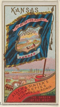 Kansas, from Flags of the States and Territories (N11) for Allen & Ginter Cigarettes Brands issued by Allen & Ginter 