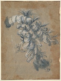 Design for a Lavish Headdress with Feathers, possibly by Baccio del Bianco