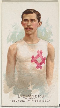 L.E. Myers, Runner, from World's Champions, Series 2 (N29) for Allen & Ginter Cigarettes