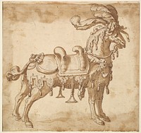 Horse Dressed Up for a Tournament or Ceremonial Entry, possibly by Baccio del Bianco