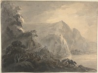 Landscape with Hill, Lake and Figures by William Gilpin