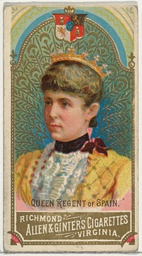 Queen Regent of Spain, from World's Sovereigns series (N34) for Allen & Ginter Cigarettes, issued by Allen & Ginter